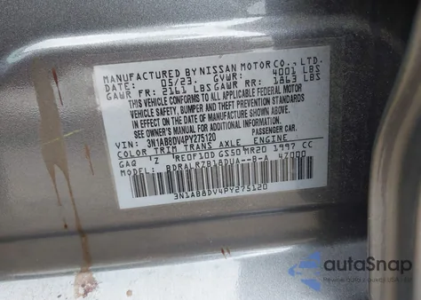 2023 Nissan Sentra Sr Xtronic Cvt from USA, damaged, VIN 3N1AB8DV4PY275120